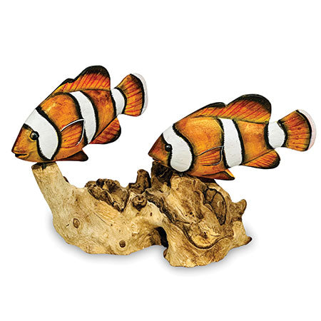 2 Nemo Clownfish On Driftwood