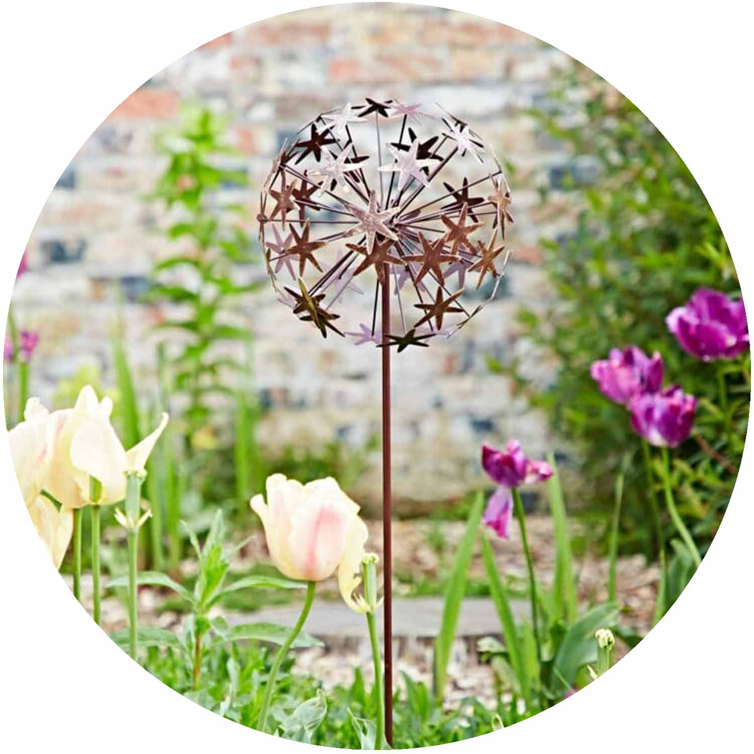 (PH) Allium Flower Long Garden Stake Ornament - Copper