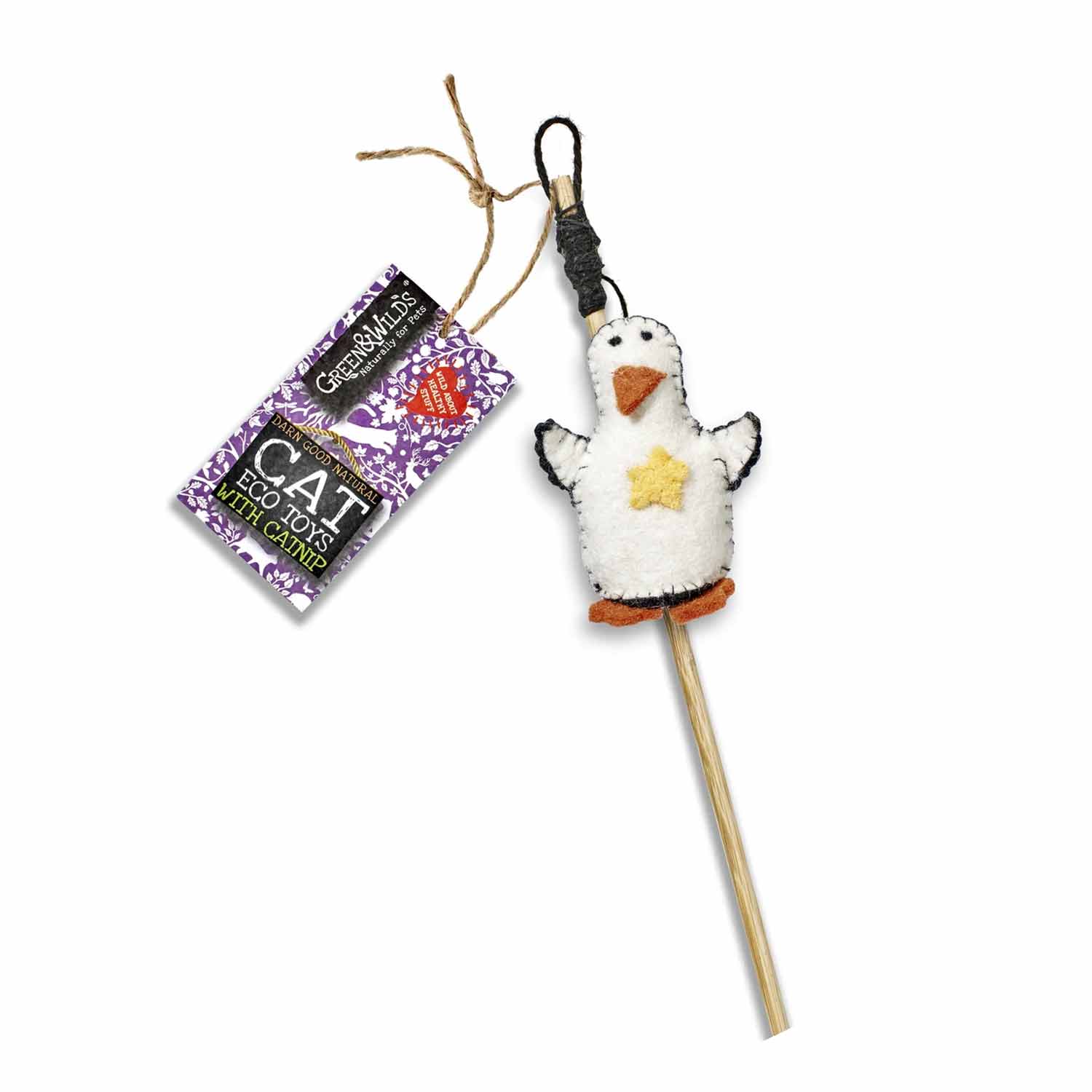 (GW) Penelope Penguin Eco Cat Teaser Toy with Catnip