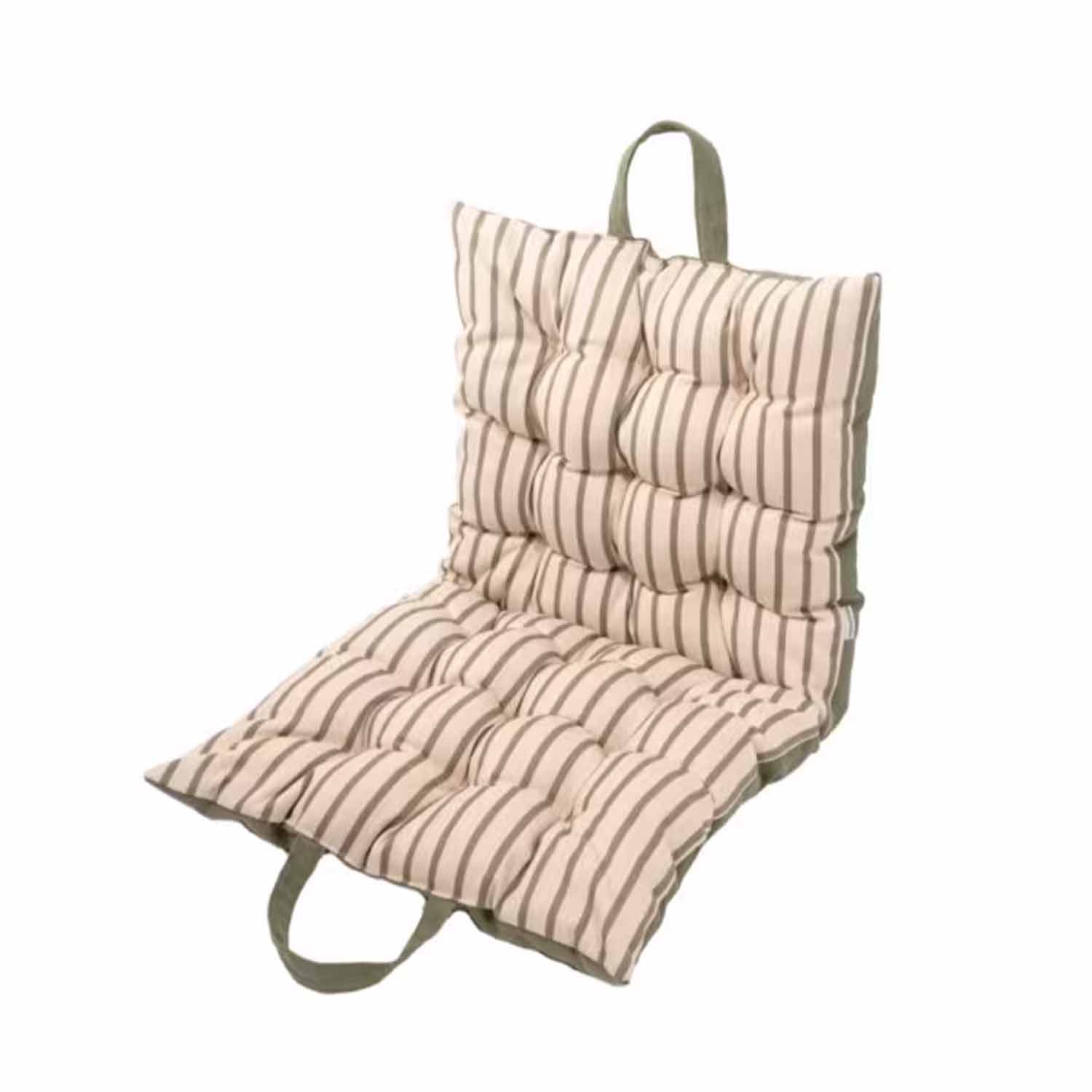 Olive Stripe Folding Carry Cushion