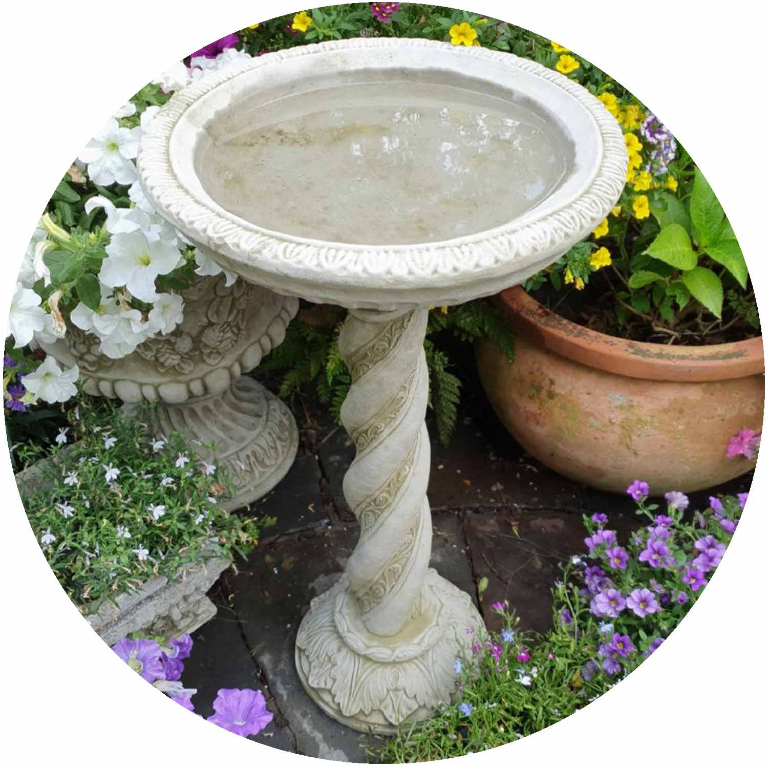 Tall Spiral Birdbath