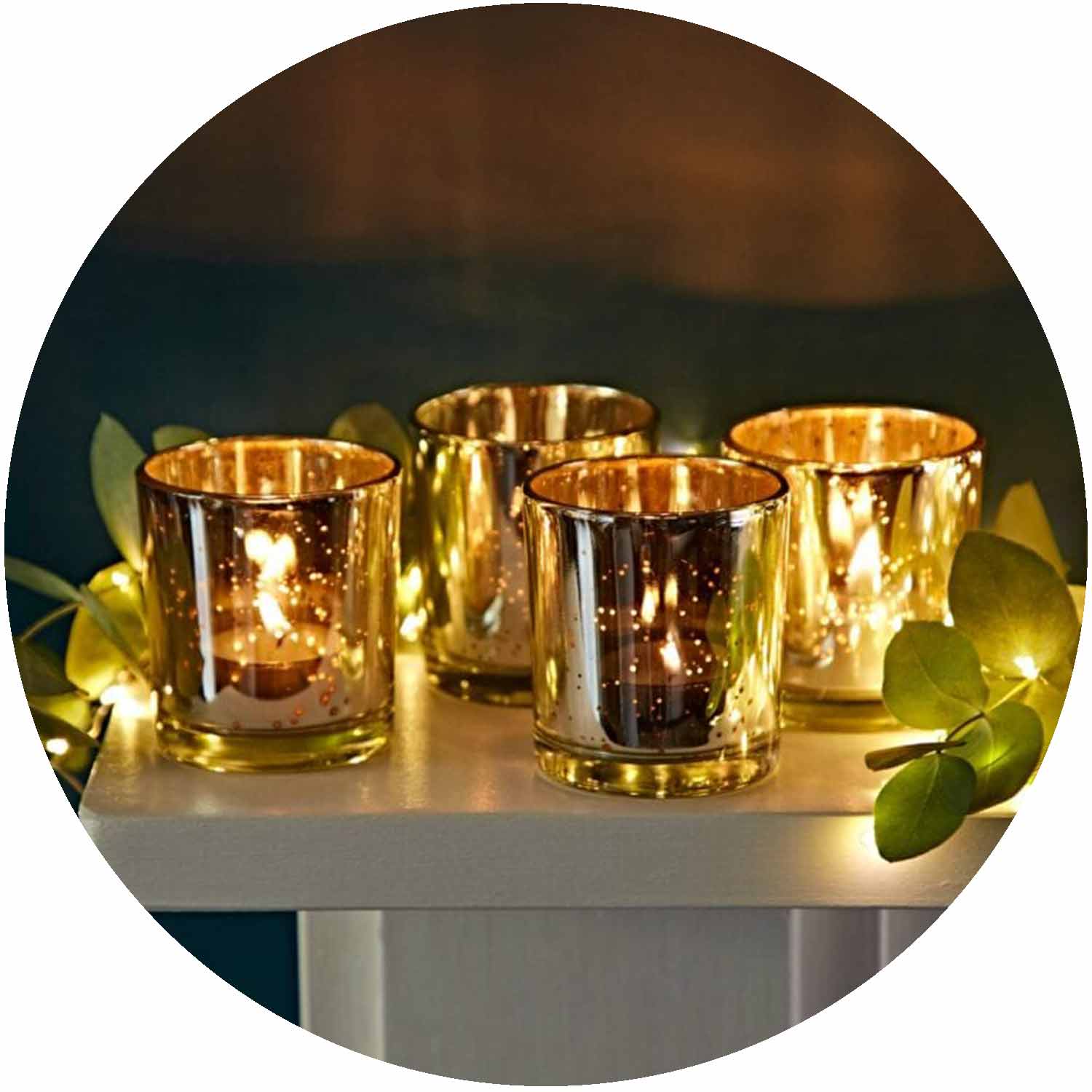 (PH) Antique Effect Glass Tea Light Holder