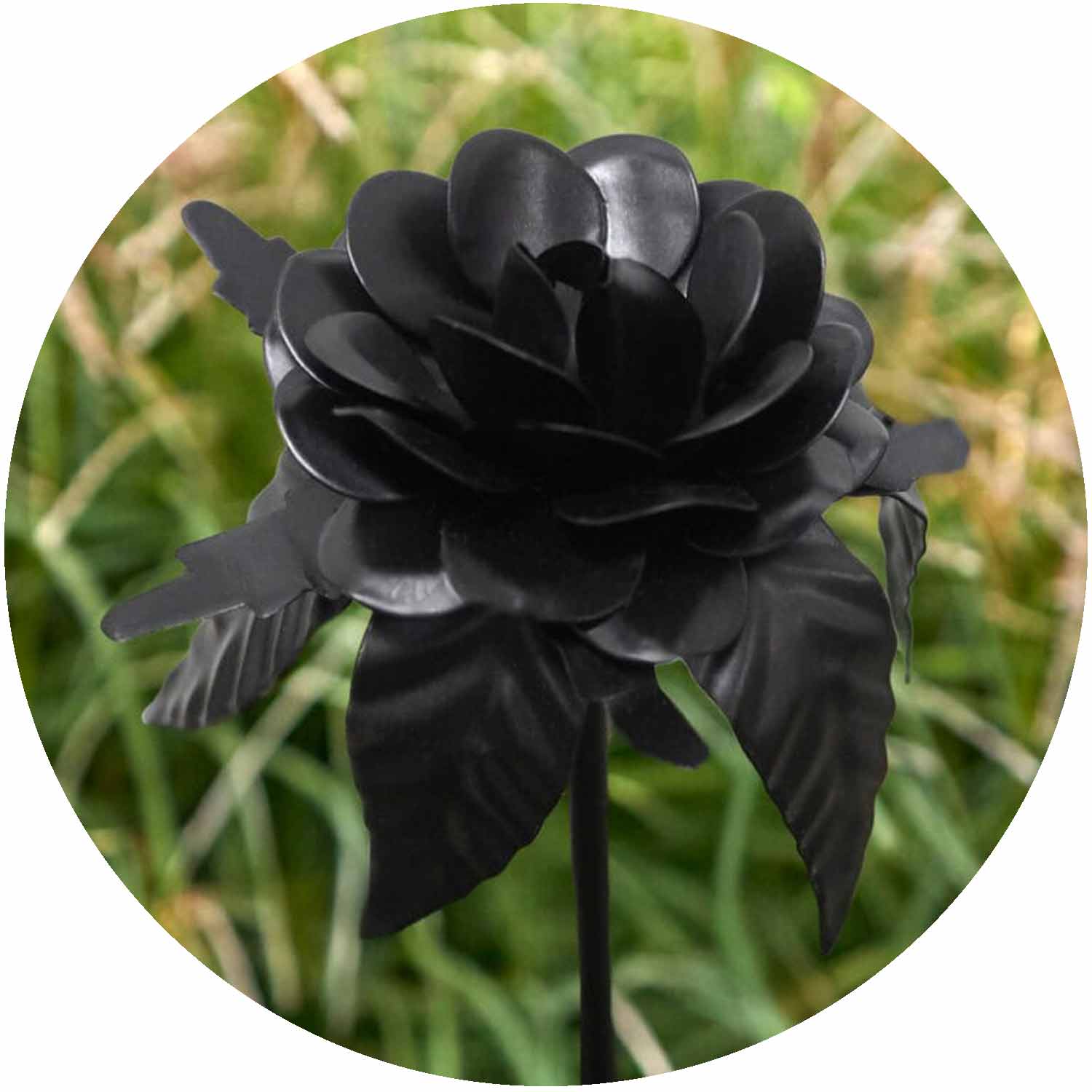 (PH) Metal Rose Garden Stake - Black