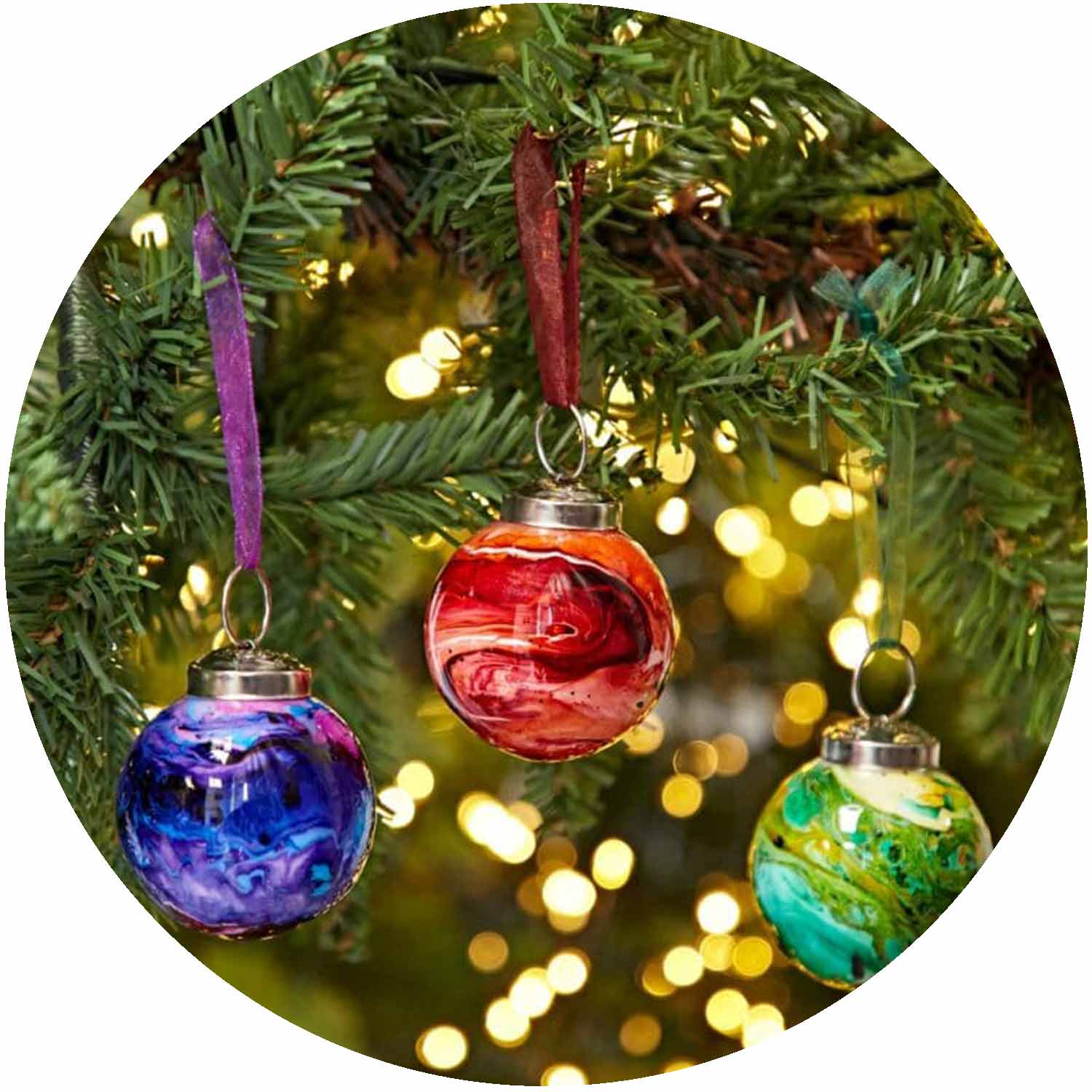 (PH) Zara Marbled Glass Baubles (Set of 3)