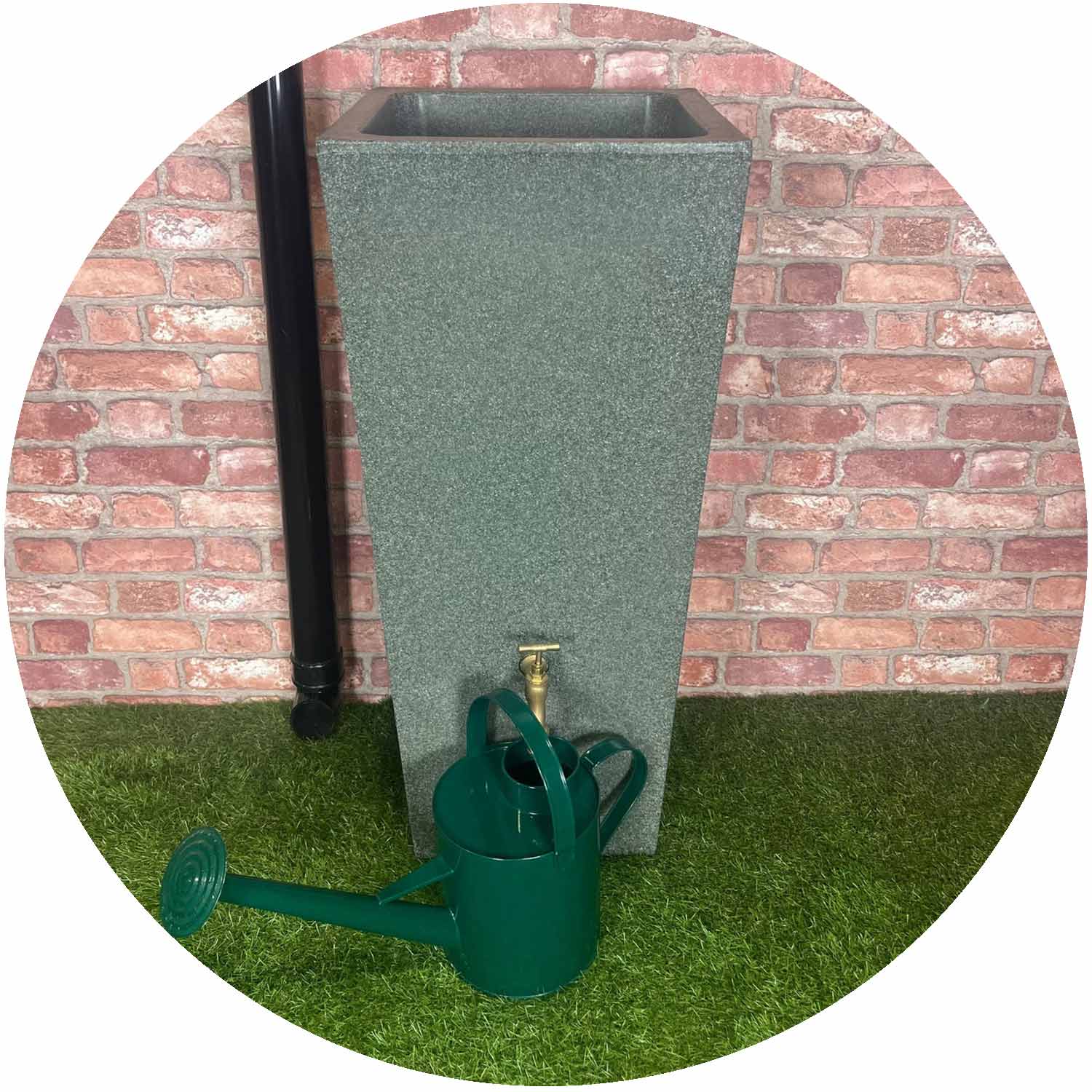 Manhattan City Water Butt Planter Green Marble 100L