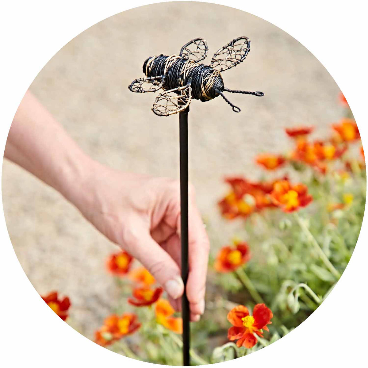 (PH) Metal Bee Garden Stake Gold & Black