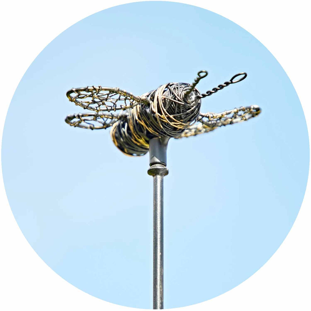 (PH) Metal Bee Garden Stake Gold & Black