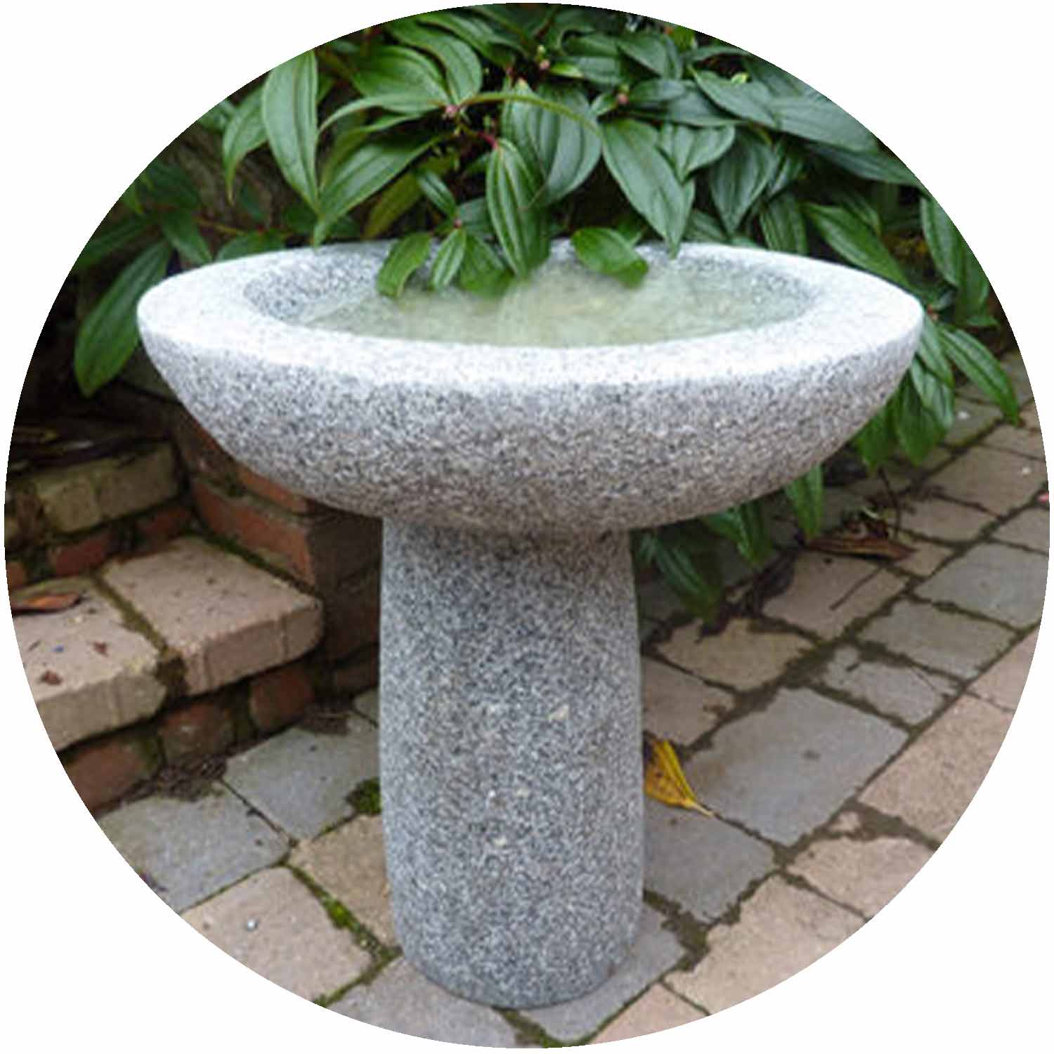 Pink Granite Bird Bath