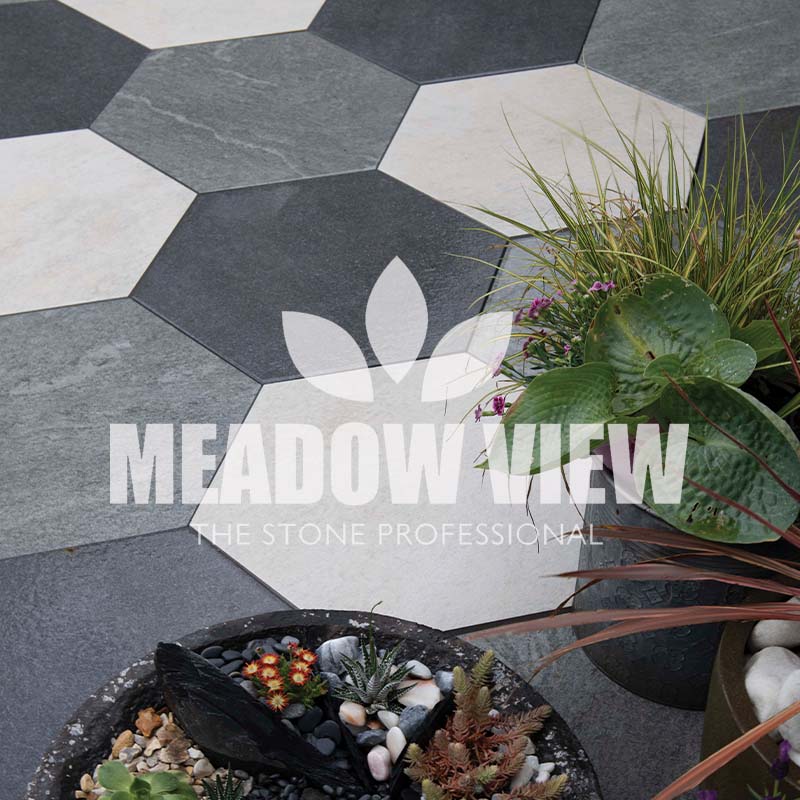 Hexagonal Porcelain Oatmeal Stepping Stone 600mm