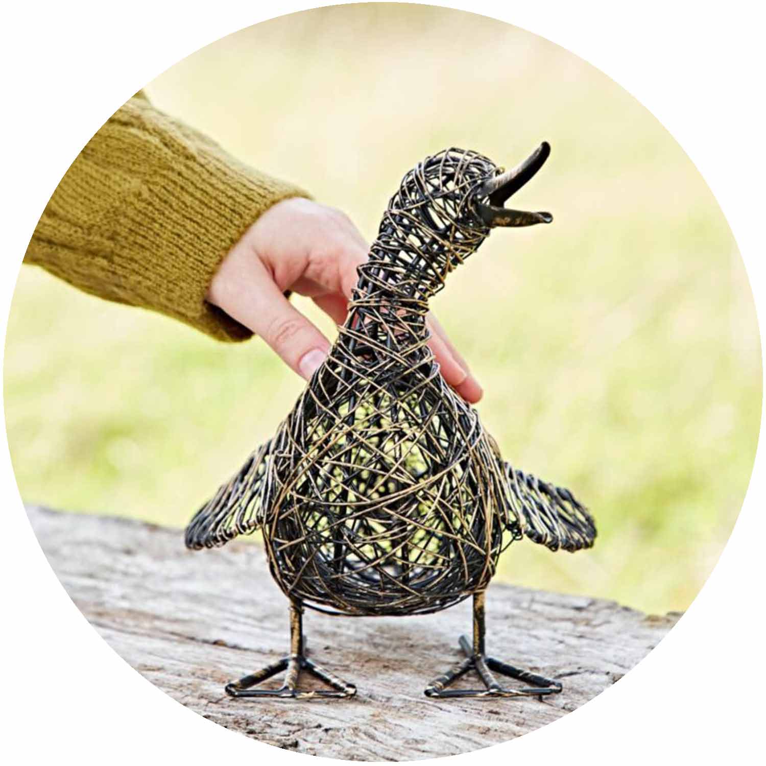 (PH) Janhvi Small Quacking Duck Wire Garden Ornament