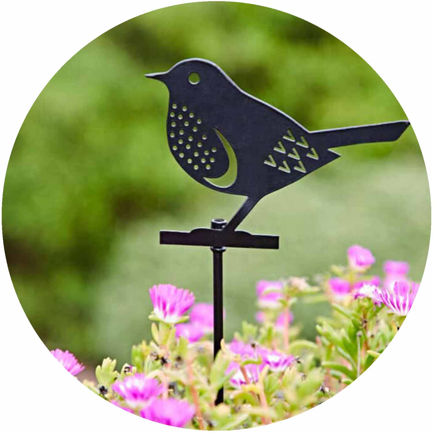 (PH) Recycled Metal Robin Silhouette Garden Stake