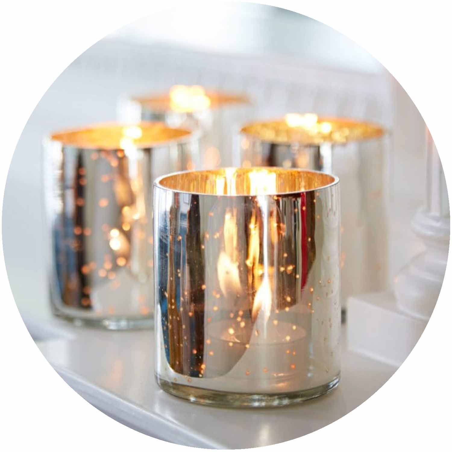 (PH) Antique Effect Glass Tea Light Holder