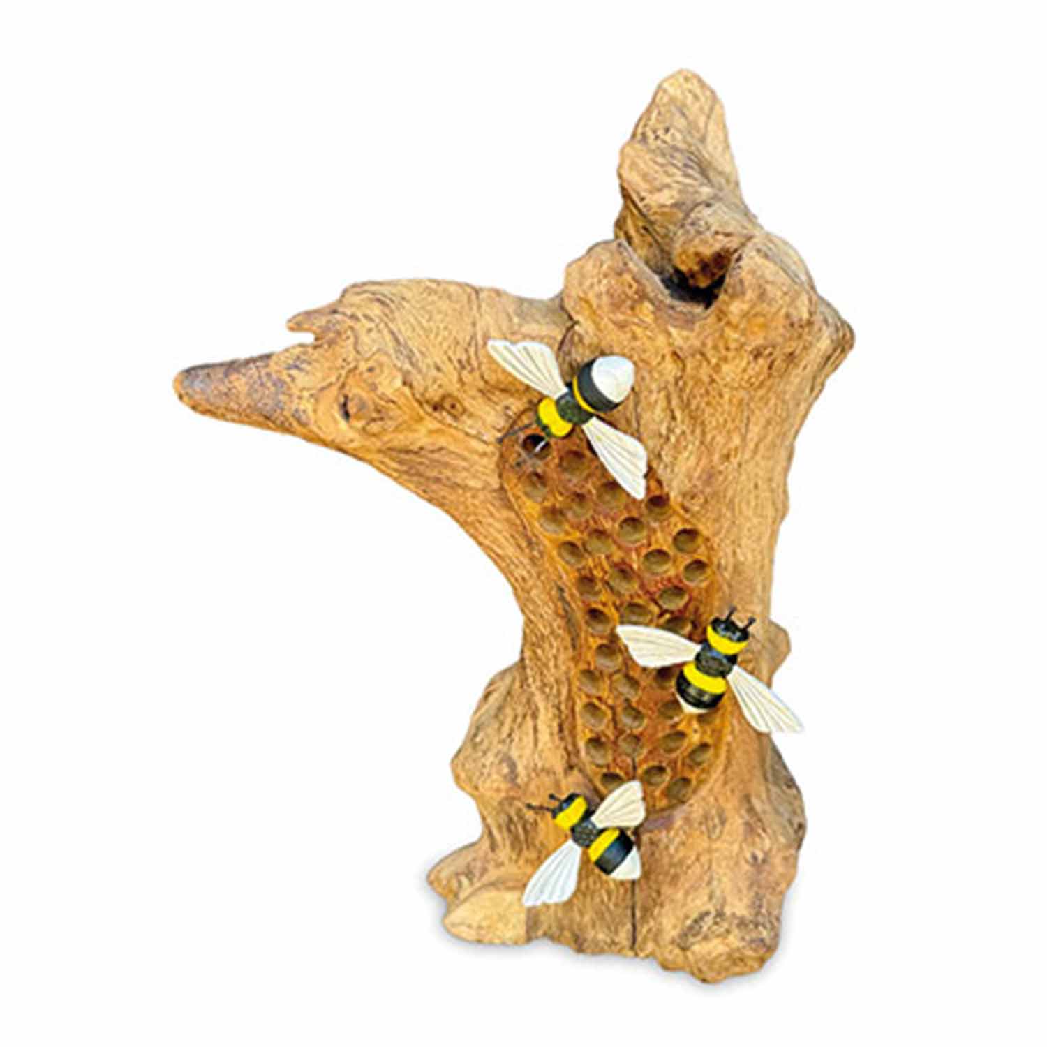 Bumblebee Honeycomb Sculpture 25cm with 3 Painted Bees