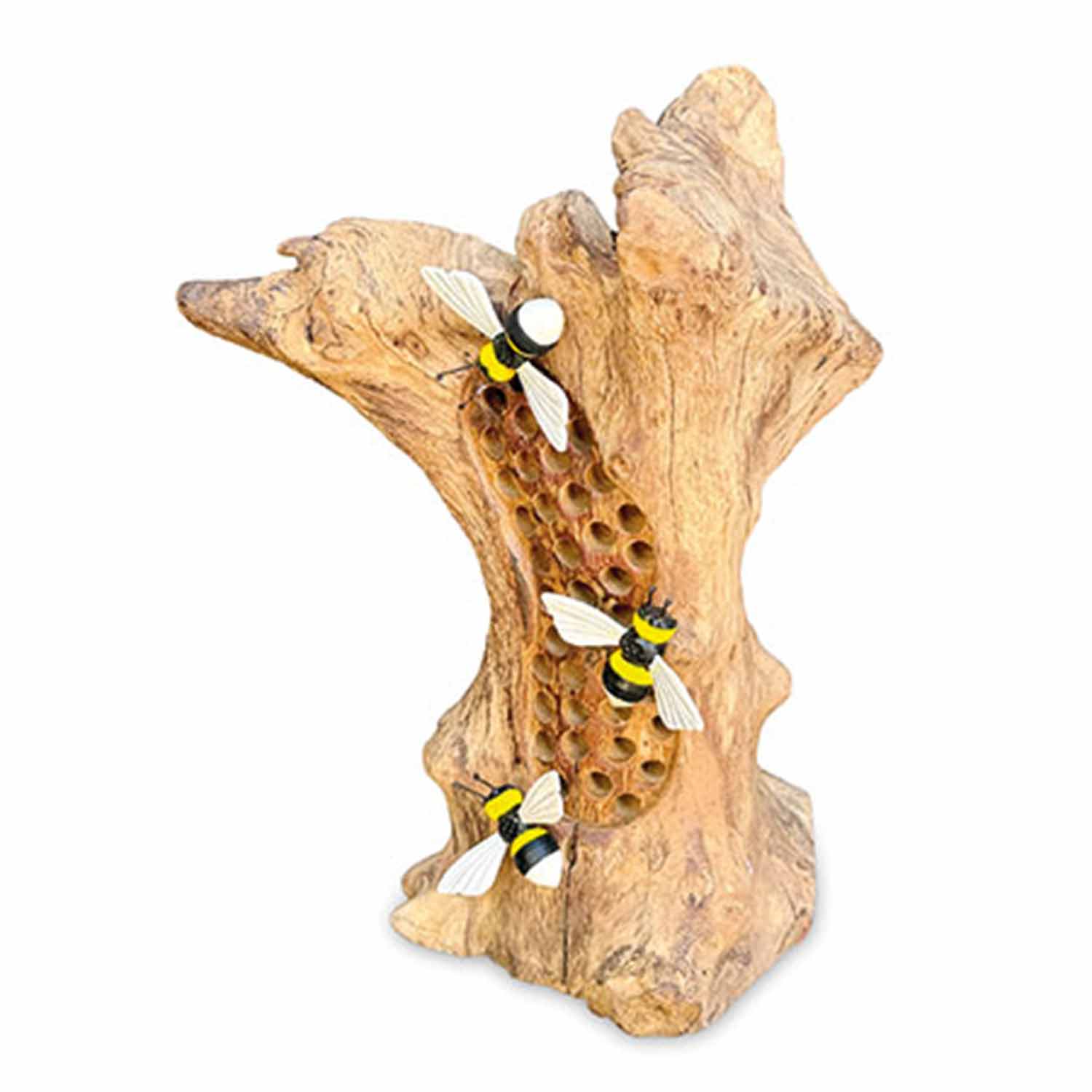 Bumblebee Honeycomb Sculpture 25cm with 3 Painted Bees